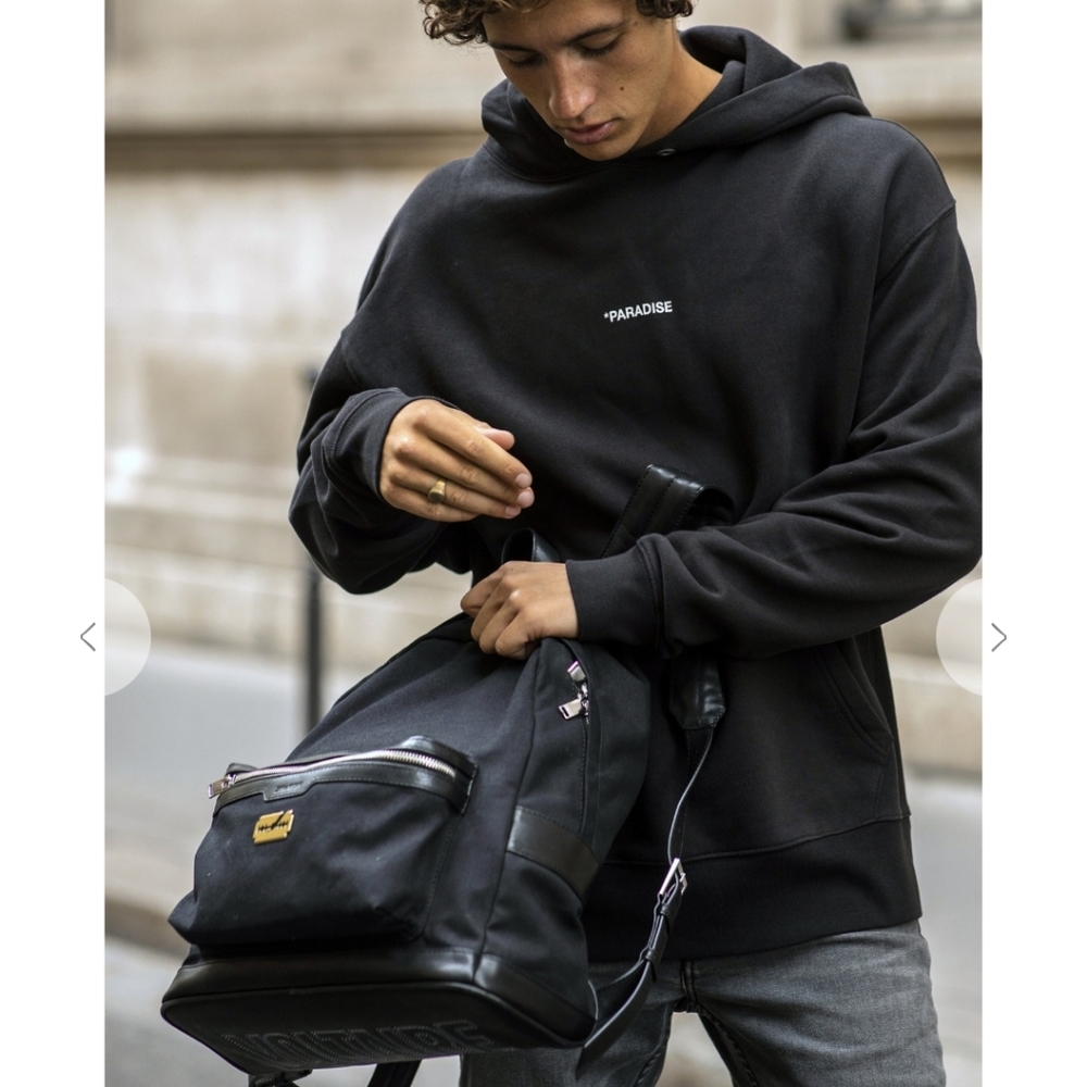 Zadig & Voltaire Jordan Black Leather Backpack Bag Mens